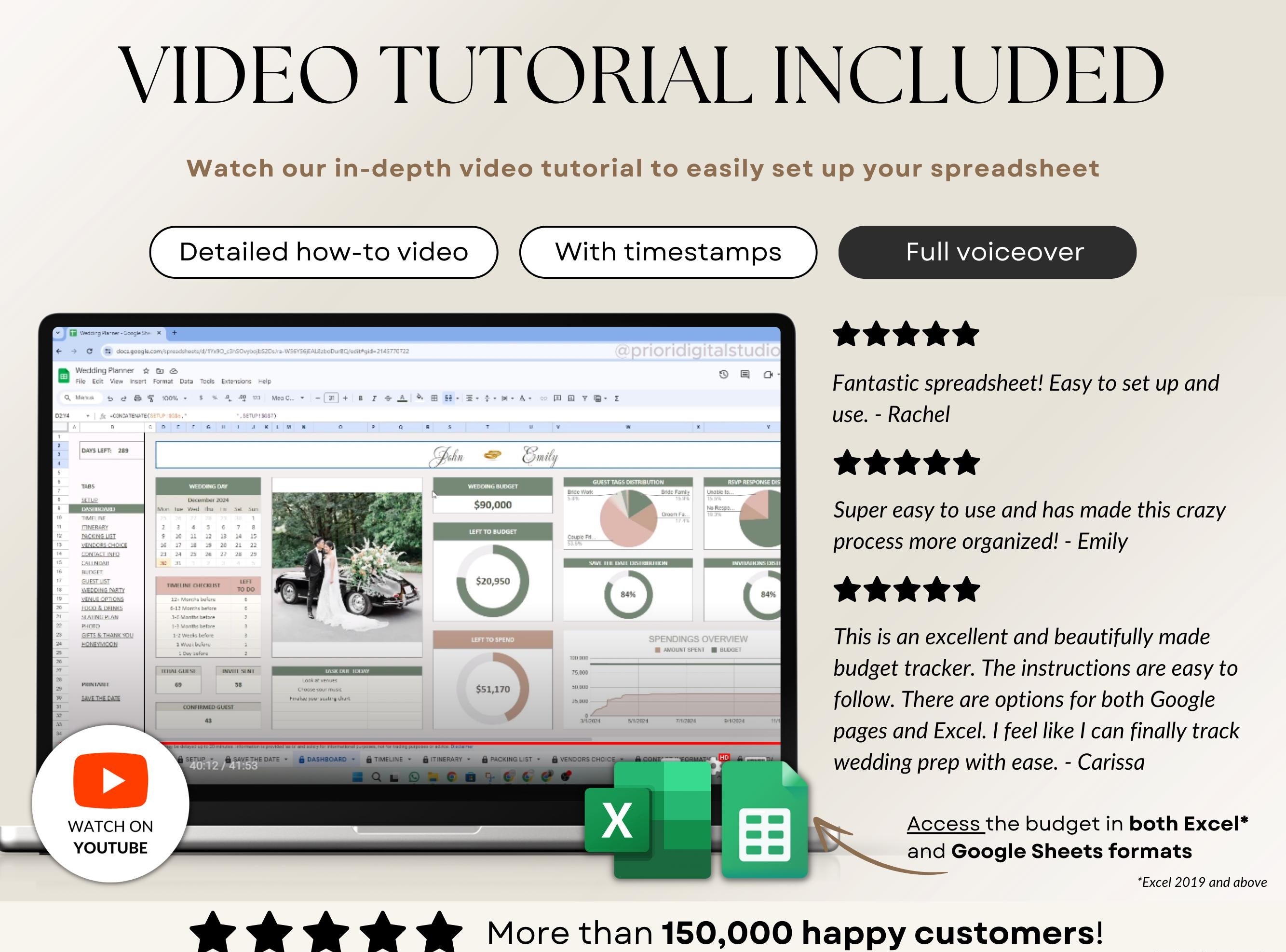 Ultimate Wedding Planner Spreadsheet | Excel & Google Sheets Wedding Planner