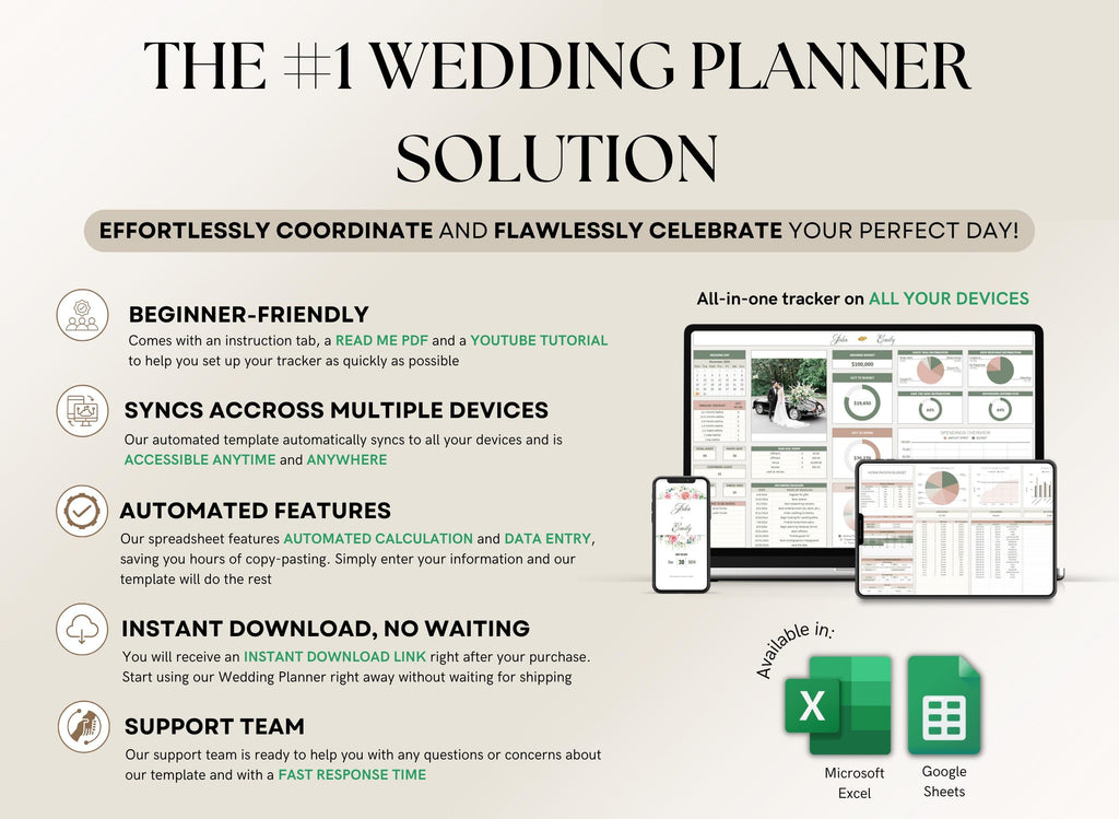 Ultimate Wedding Planner Spreadsheet | Excel & Google Sheets Wedding Planner