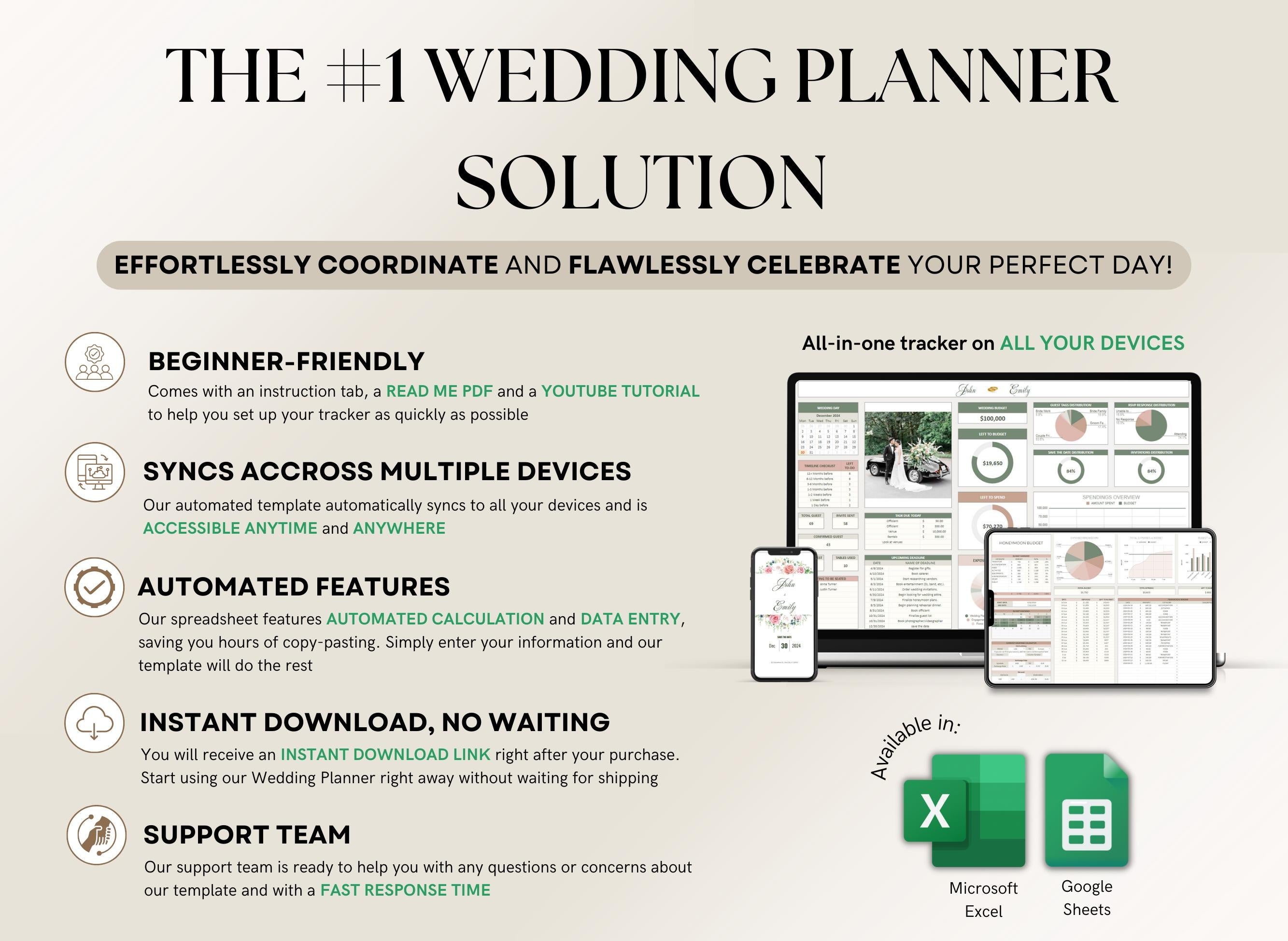 Ultimate Wedding Planner Spreadsheet | Excel & Google Sheets Wedding Planner