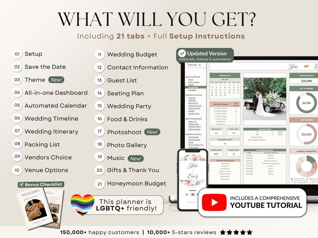 Ultimate Wedding Planner Spreadsheet | Excel & Google Sheets Wedding Planner