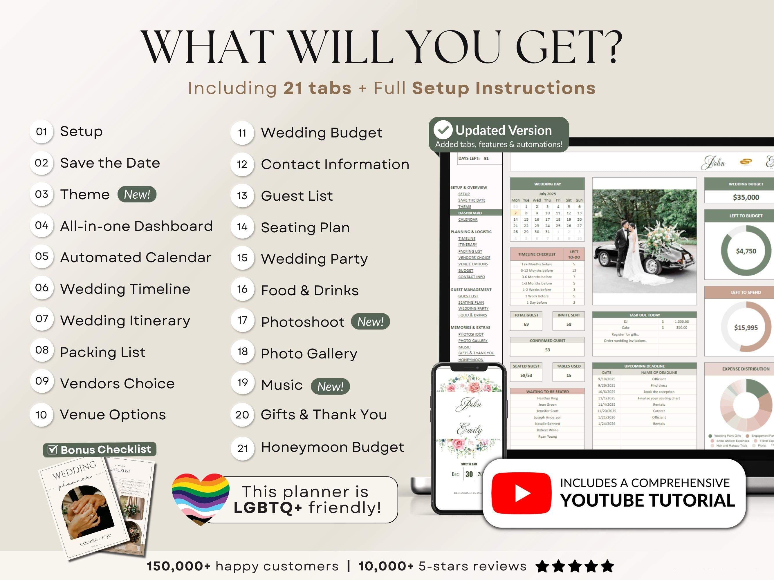 Ultimate Wedding Planner Spreadsheet | Excel & Google Sheets Wedding Planner